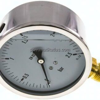 Glycerin-Manometer senkrecht (CrNi/Ms),100mm, 0 - 2,5 bar