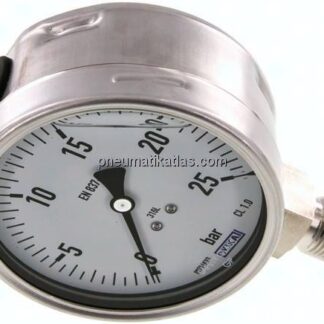 Chemie-Glycerin-Manometer senkrecht,100mm, 0 - 25 bar