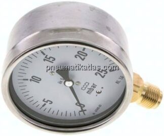 Manometer senkrecht 100mm, 0 - 25 mbar, G 1/2"