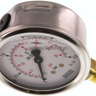 Glycerin-Manometer senkrecht (CrNi/Ms), 63mm, 0 - 2,5 bar