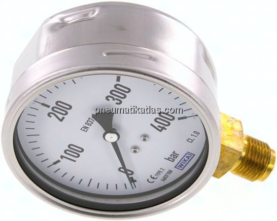 Manometer senkrecht (CrNi/Ms), 100mm, 0 - 400 bar