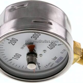 Manometer senkrecht (CrNi/Ms), 100mm, 0 - 400 bar