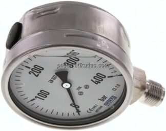 Chemie-Glycerin-Manometer senkrecht,100mm, 0 - 400 bar
