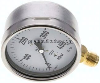 Manometer senkrecht 100mm, 0 - 400 mbar, G 1/2"