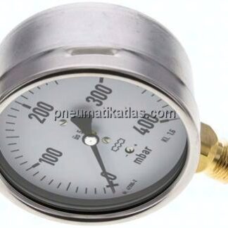 Manometer senkrecht 100mm, 0 - 400 mbar, G 1/2"