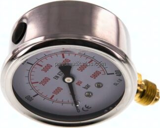 Glycerin-Manometer senkrecht (CrNi/Ms), 63mm, 0 - 400 bar