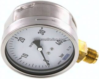 Manometer senkrecht (CrNi/Ms), 100mm, 0 - 40 bar