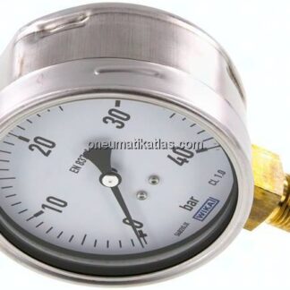 Manometer senkrecht (CrNi/Ms), 100mm, 0 - 40 bar