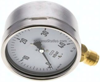 Manometer senkrecht 100mm, 0 - 40 mbar, G 1/2"
