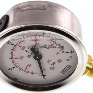 Glycerin-Manometer senkrecht (CrNi/Ms), 63mm, 0 - 40 bar