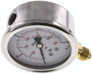 Glycerin-Manometer senkrecht (CrNi/Ms), 63mm, 0 - 40 bar
