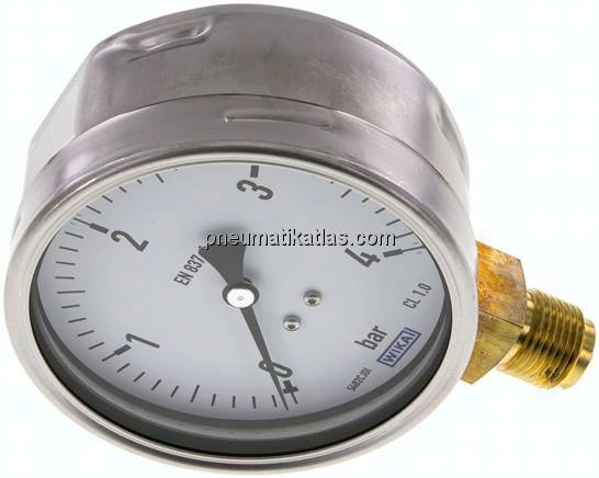 Manometer senkrecht (CrNi/Ms), 100mm, 0 - 4 bar