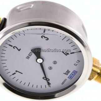 Glycerin-Manometer senkrecht (CrNi/Ms),100mm, 0 - 4 bar