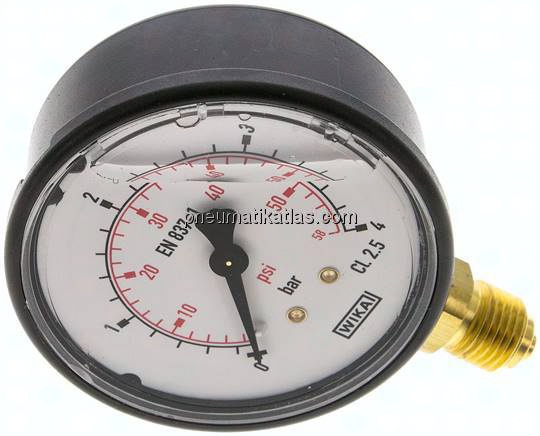Glycerin-Manometer senkrecht (KU/Ms), 63mm, 0 - 4 bar