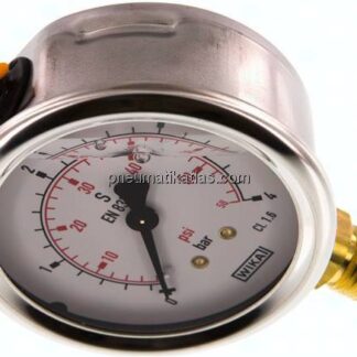 Glycerin-Manometer senkrecht (CrNi/Ms), 63mm, 0 - 4 bar