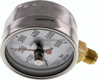 Manometer senkrecht (CrNi/Ms), 100mm, 0 - 600 bar
