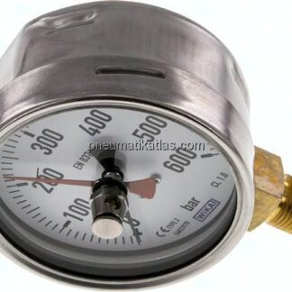 Manometer senkrecht (CrNi/Ms), 100mm, 0 - 600 bar