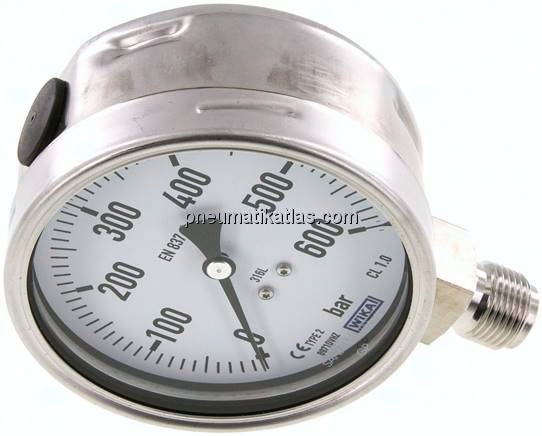 Chemie-Manometer senkrecht, 100mm, 0 - 600 bar