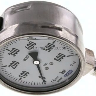 Chemie-Glycerin-Manometer senkrecht,100mm, 0 - 600 bar