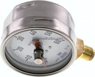 Manometer senkrecht (CrNi/Ms), 100mm, 0 - 60 bar