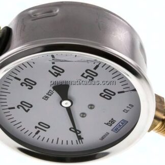 Glycerin-Manometer senkrecht (CrNi/Ms),100mm, 0 - 60 bar