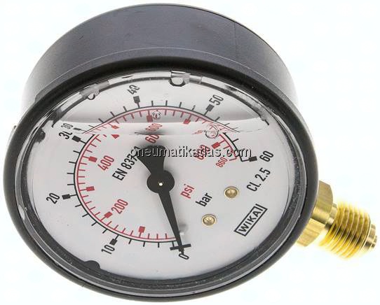 Glycerin-Manometer senkrecht (KU/Ms), 63mm, 0 - 60 bar