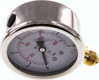 Glycerin-Manometer senkrecht (CrNi/Ms), 63mm, 0 - 60 bar