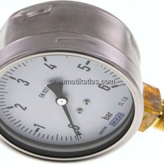 Manometer senkrecht (CrNi/Ms), 100mm, 0 - 6 bar