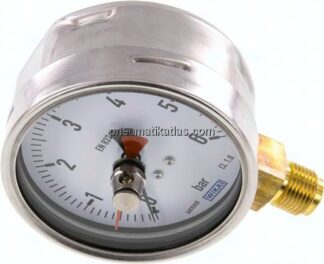 Manometer senkrecht (CrNi/Ms), 100mm, 0 - 6 bar