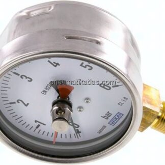 Manometer senkrecht (CrNi/Ms), 100mm, 0 - 6 bar