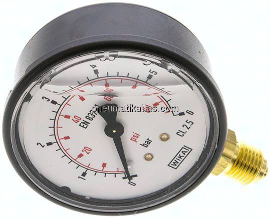Glycerin-Manometer senkrecht (KU/Ms), 63mm, 0 - 6 bar