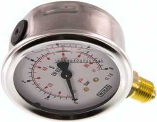 Glycerin-Manometer senkrecht (CrNi/Ms), 63mm, 0 - 6 bar