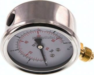 Glycerin-Manometer senkrecht (CrNi/Ms), 63mm, 0 - 6 bar