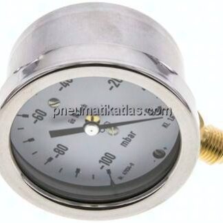 Manometer senkrecht 63mm, -0,1 bar bis 0 bar mbar, G 1/4"