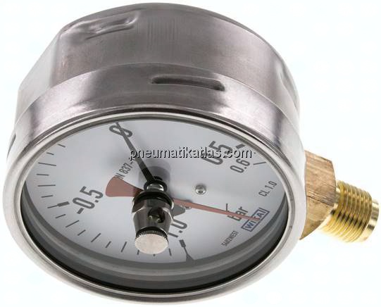Manometer senkrecht (CrNi/Ms), 100mm, -1 bis 0,6 bar