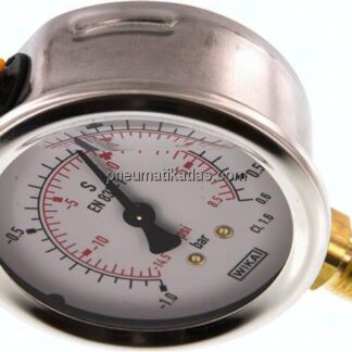 Glycerin-Manometer senkrecht (CrNi/Ms), 63mm, -1 bis 0,6 bar