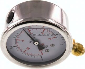 Glycerin-Manometer senkrecht (CrNi/Ms), 63mm, -1 bis 0,6 bar