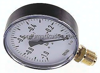 Manometer senkrecht, 100mm, -1 bis 0 bar