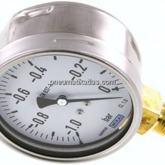 Manometer senkrecht (CrNi/Ms), 100mm, -1 bis 0 bar