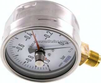 Manometer senkrecht (CrNi/Ms), 100mm, -1 bis 0 bar