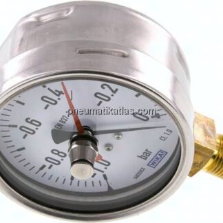 Manometer senkrecht (CrNi/Ms), 100mm, -1 bis 0 bar