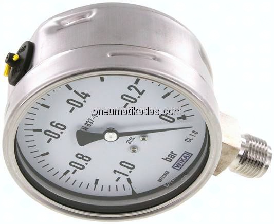 Chemie-Manometer senkrecht, 100mm, -1 bis 0 bar