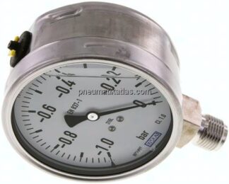 Chemie-Glycerin-Manometer senkrecht,100mm, -1 bis 0 bar