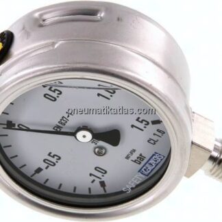 Chemie-Glycerin-Manometer senkrecht, 63mm, -1 bis 1,5 bar
