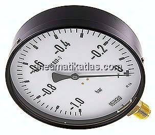 Manometer senkrecht, 160mm, -1 bis 0 bar