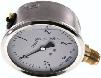 Glycerin-Manometer senkrecht (CrNi/Ms),100mm, -1 bis 3 bar
