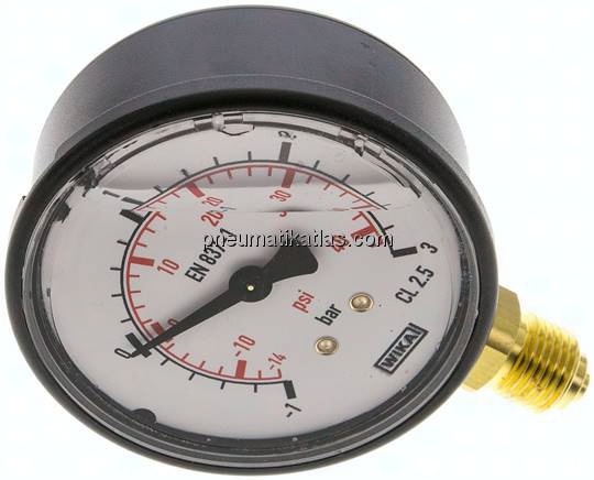 Glycerin-Manometer senkrecht (KU/Ms), 63mm, -1 bis 3 bar