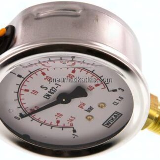 Glycerin-Manometer senkrecht (CrNi/Ms), 63mm, -1 bis 3 bar