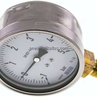 Manometer senkrecht (CrNi/Ms), 100mm, -1 bis 5 bar