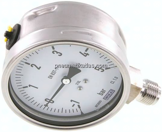 Chemie-Manometer senkrecht, 100mm, -1 bis 5 bar